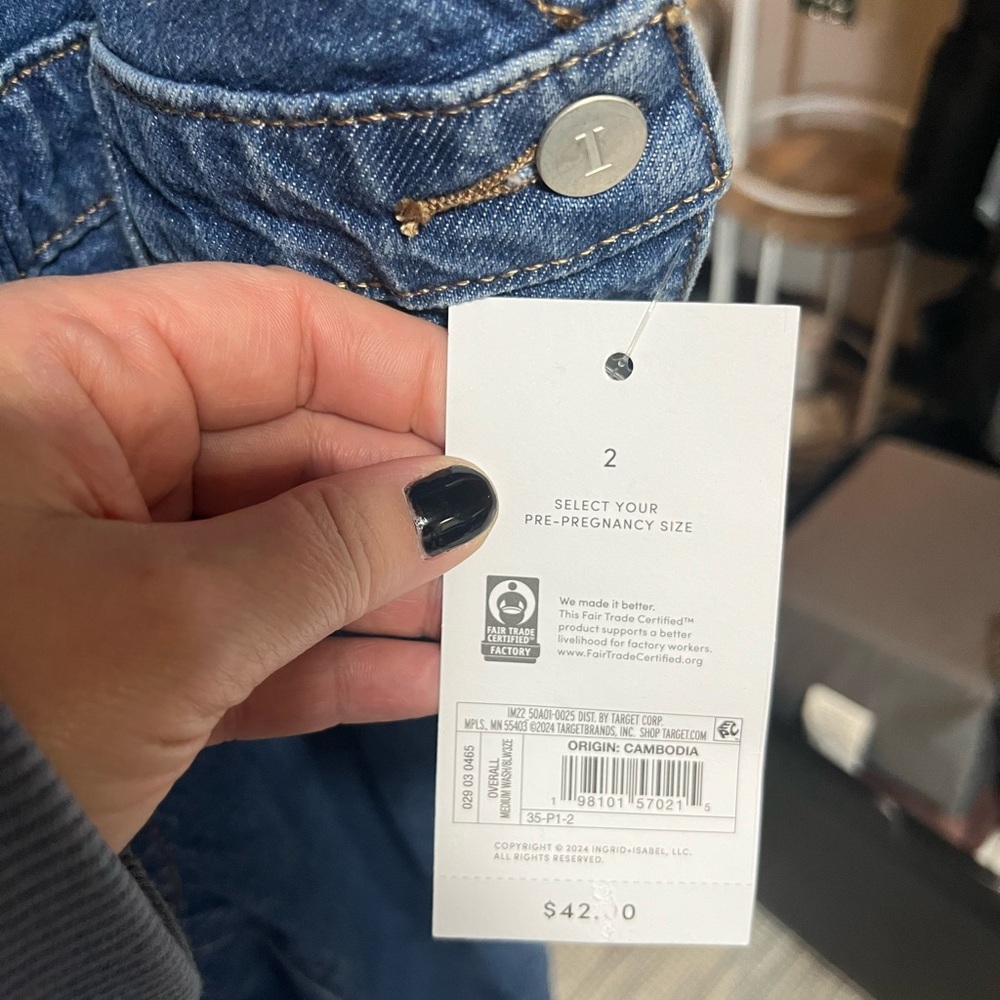 Isabel Maternity by Ingrid & Isabel Blue Jeans Overalls - Picture 3 of 3